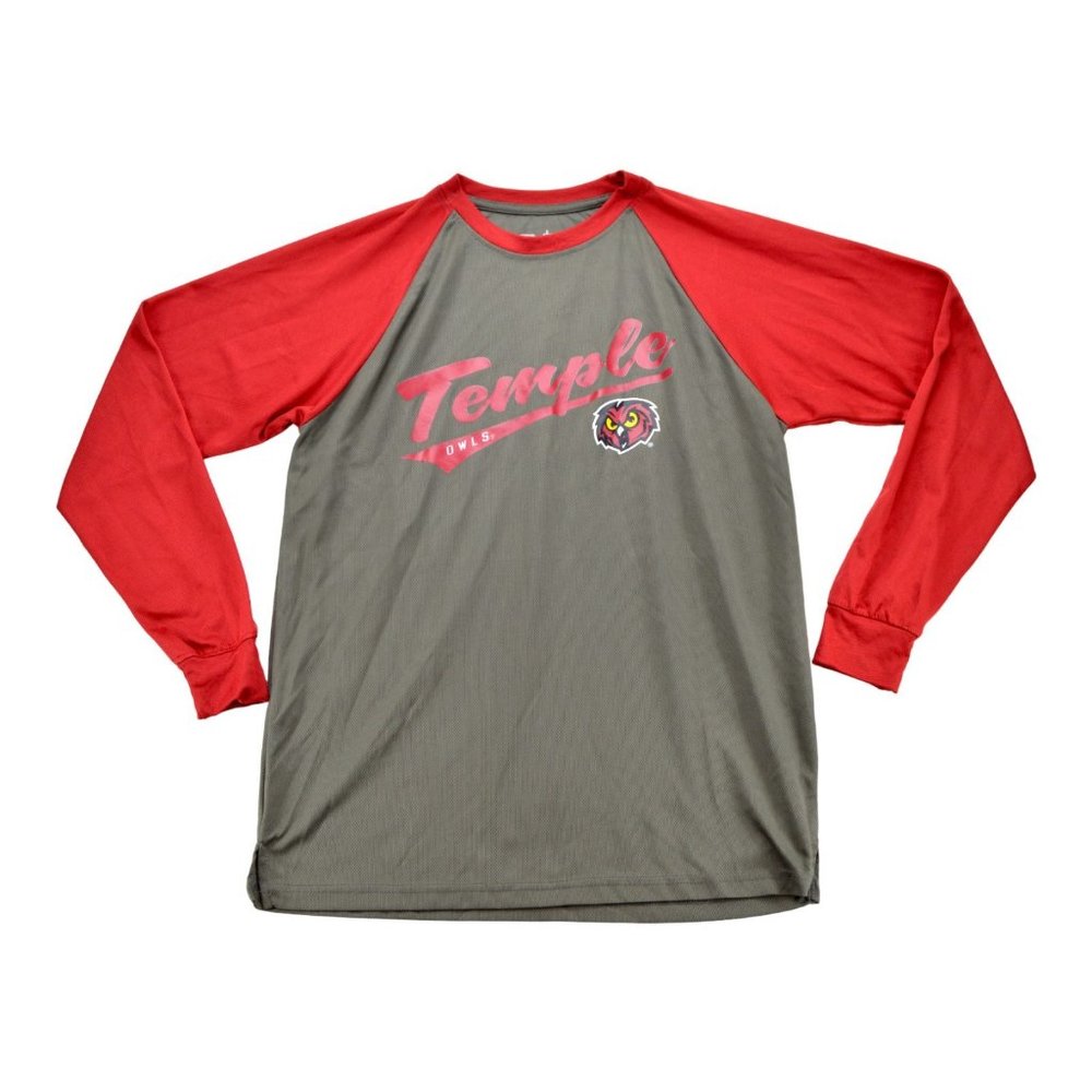 OVB Temple Owls Adult T-shirt Size Large‎ Red/Gray
